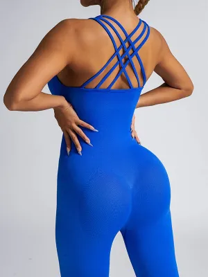 ZASUWA Female Cross Back Scrunch Bum Seamless Jumpsuit