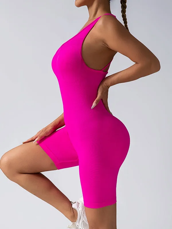 ZASUWA Female Cross back Scrunch Bum Seamless Short Jumpsuit