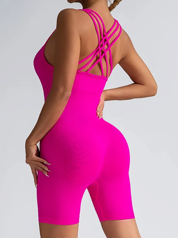 ZASUWA Female Cross back Scrunch Bum Seamless Short Jumpsuit